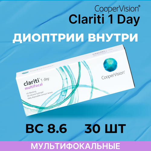���� ����������� ���������� ����� CooperVision Clariti 1 day Multifocal, 30 ��., R 8,6, D +5, ADD: ������, 1 ��. ������ ������