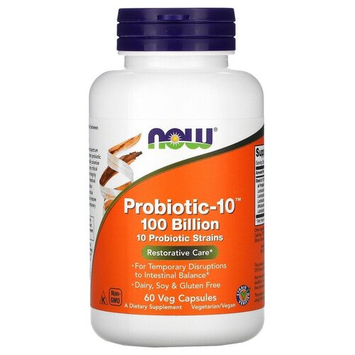  NOW Foods, Probiotic-10 100 Billion, 60 Veg Capsules, -10, 100 , 60     -     , -, 