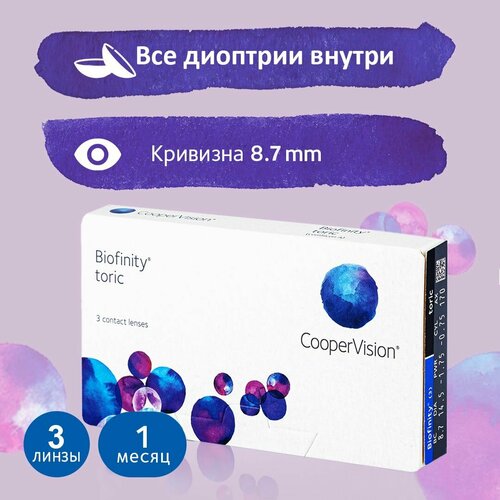 ���� ���������� ����� CooperVision Biofinity Toric R 8,7 (3 �����), (sph) +2,25, (cyl) -0,75, (ax)160 ������ ������