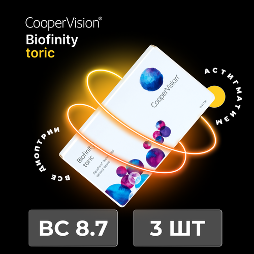    CooperVision Biofinity Toric., 3 ., R 8,7, D +1,5,CYL:-1,75,A:150, , 1 .  