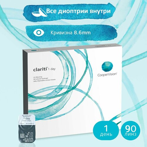 ���� ����������� ���������� ����� CooperVision Clariti 1 day, 90 ��., R 8,6, D +7, 1 ��. ������ ������