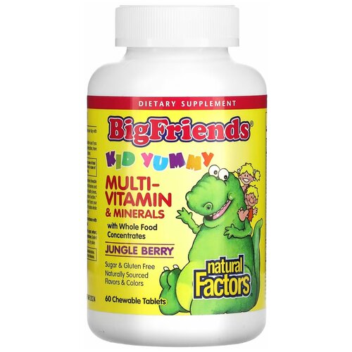 ���� Natural Factors, Big Friends, Chewable Multi-Vitamin ans Minerals, ����������� �������������� � ��������, �� ������ ����, 60 ����������� �������� ������ ������