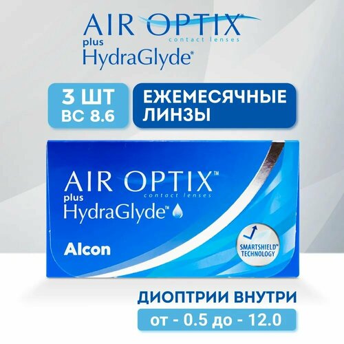 ���� ���������� ����� �� ����� Alcon Air optix Plus HydraGlyde, 3 ��., R 8,6, D -9,5, 1 ��. ������ ������