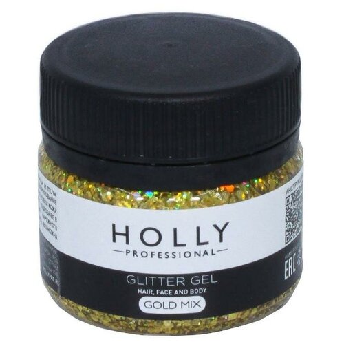 ���� Holly Professional ������������ ���� ��� �����, ���� � ���� GLITTER GEL Holly Professional, Gold Mix, 20 �� ������ ������